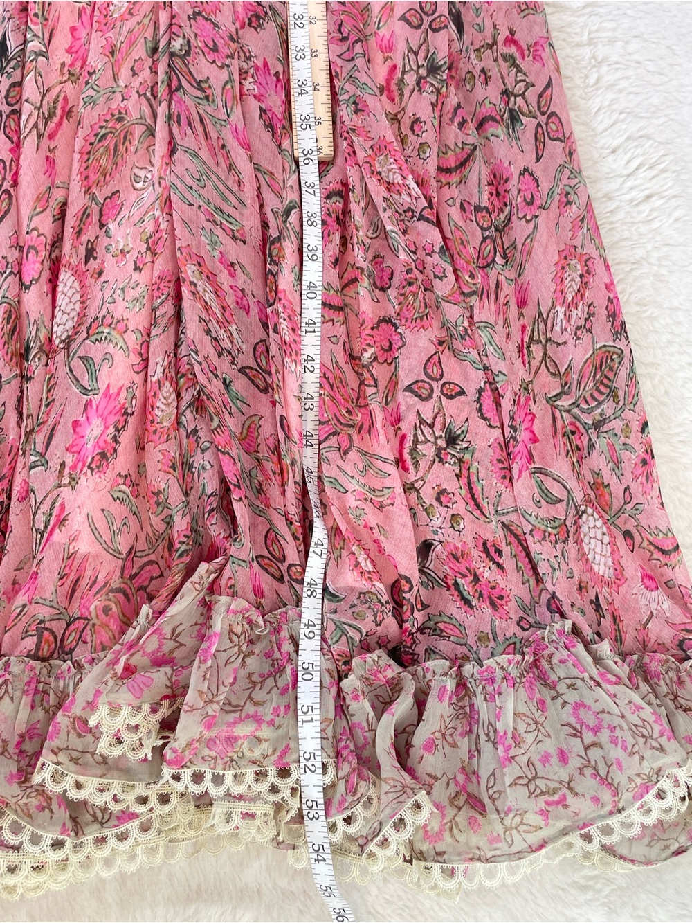 HEMANT & NANDITA Pink Floral Halter Maxi Dress, Size Medium - Picture 3 of 9